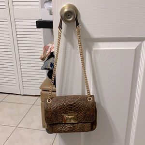 Michael Kors Brown Snake /Suede Shoulder Bag